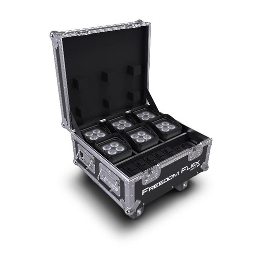 [FREEDOMFLEXH4IPX6] CHAUVET Freedom FLEX H4 IP x 6 wireless uplights in roadcase, removeable batteries