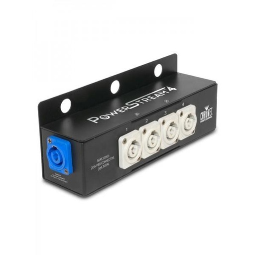 [POWERSTREAM4] CHAUVET Powercon cable splitter box, 4 outs plus thru connector from one input