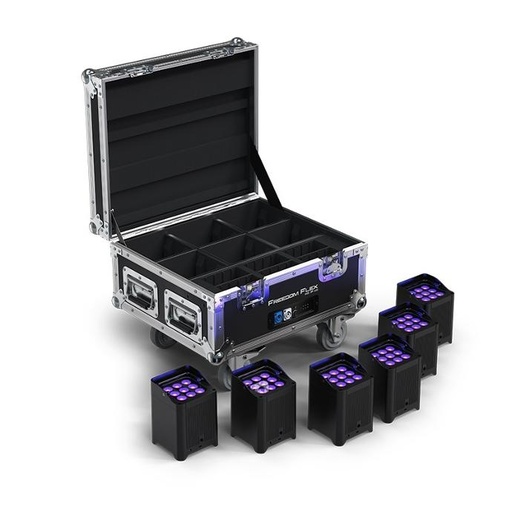 [FREEDOMFLEXH9IPX6] CHAUVET Freedom FLEX H9 IP x 6 wireless uplights in roadcase